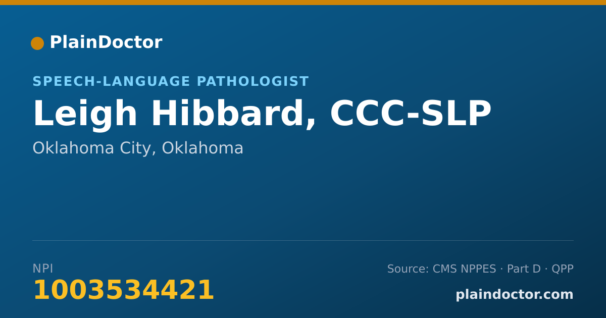 Shareable card for Leigh Hibbard, CCC-SLP - Speech-Language Pathologist, Oklahoma City, OK