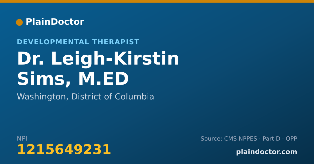 Shareable card for Leigh-Kirstin Sims, M.ED - Developmental Therapist, Washington, DC