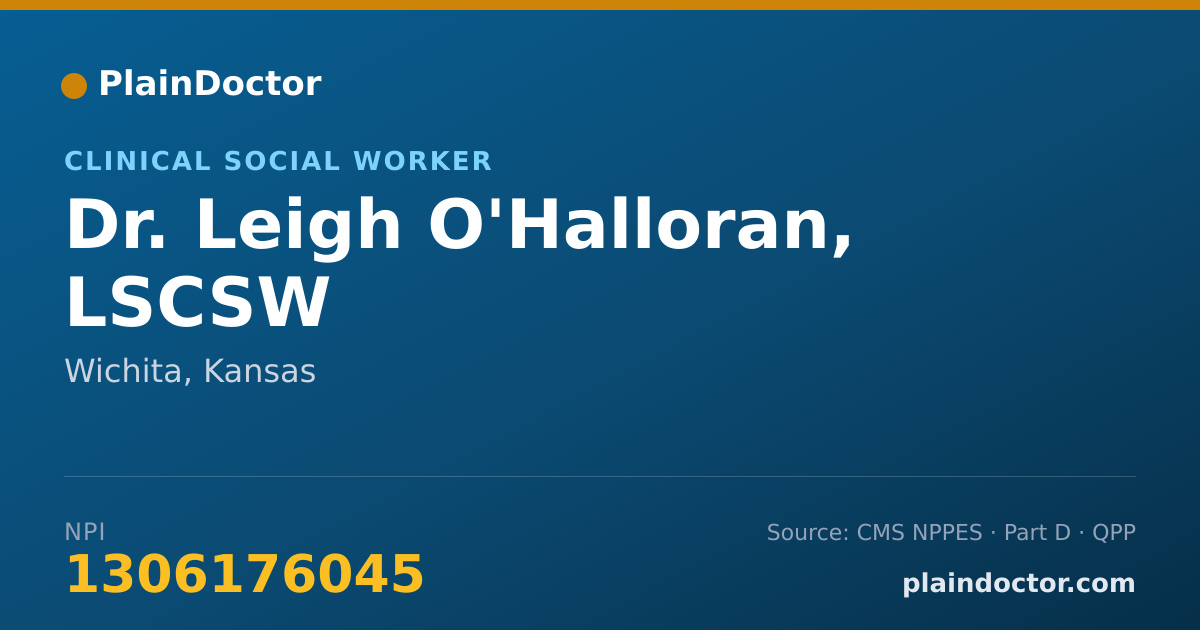 Shareable card for Leigh O'Halloran, LSCSW - Clinical Social Worker, Wichita, KS