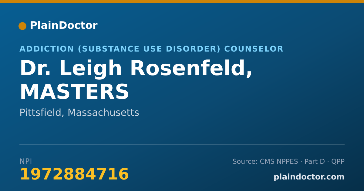 Shareable card for Leigh Rosenfeld, MASTERS - Addiction (Substance Use Disorder) Counselor, Pittsfield, MA