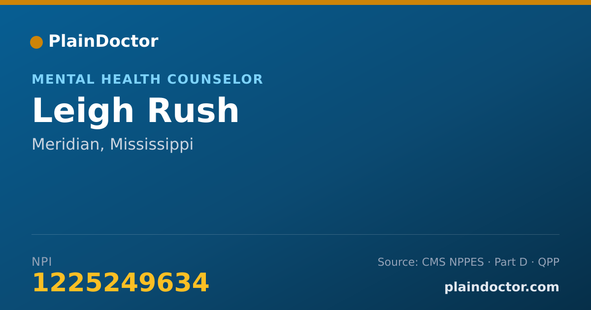 Shareable card for Leigh Rush - Mental Health Counselor, Meridian, MS