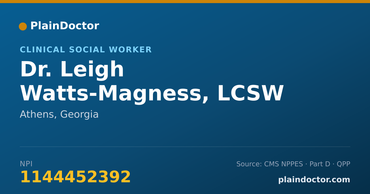 Shareable card for Leigh Watts-Magness, LCSW - Clinical Social Worker, Athens, GA