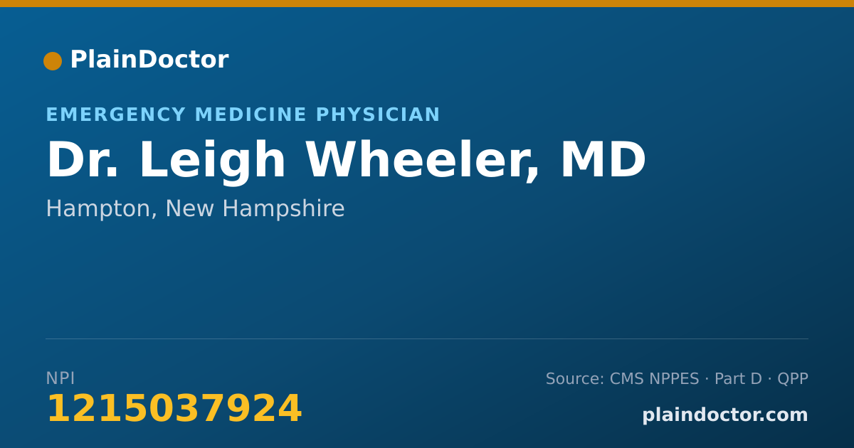 Shareable card for Leigh Wheeler, MD - Emergency Medicine Physician, Hampton, NH