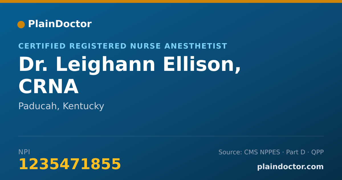 Shareable card for Leighann Ellison, CRNA - Certified Registered Nurse Anesthetist, Paducah, KY