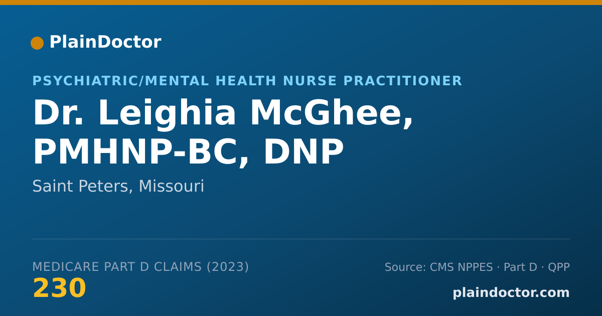 Shareable card for Leighia McGhee, PMHNP-BC, DNP - Psychiatric/Mental Health Nurse Practitioner, Saint Peters, MO