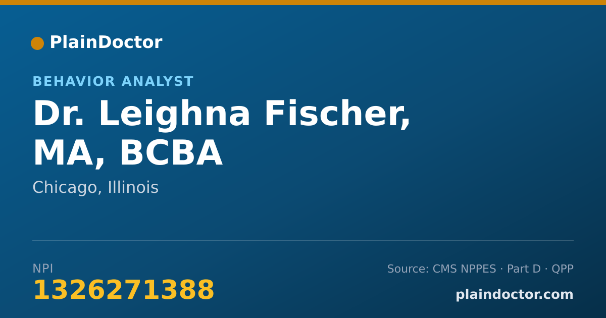 Shareable card for Leighna Fischer, MA, BCBA - Behavior Analyst, Chicago, IL