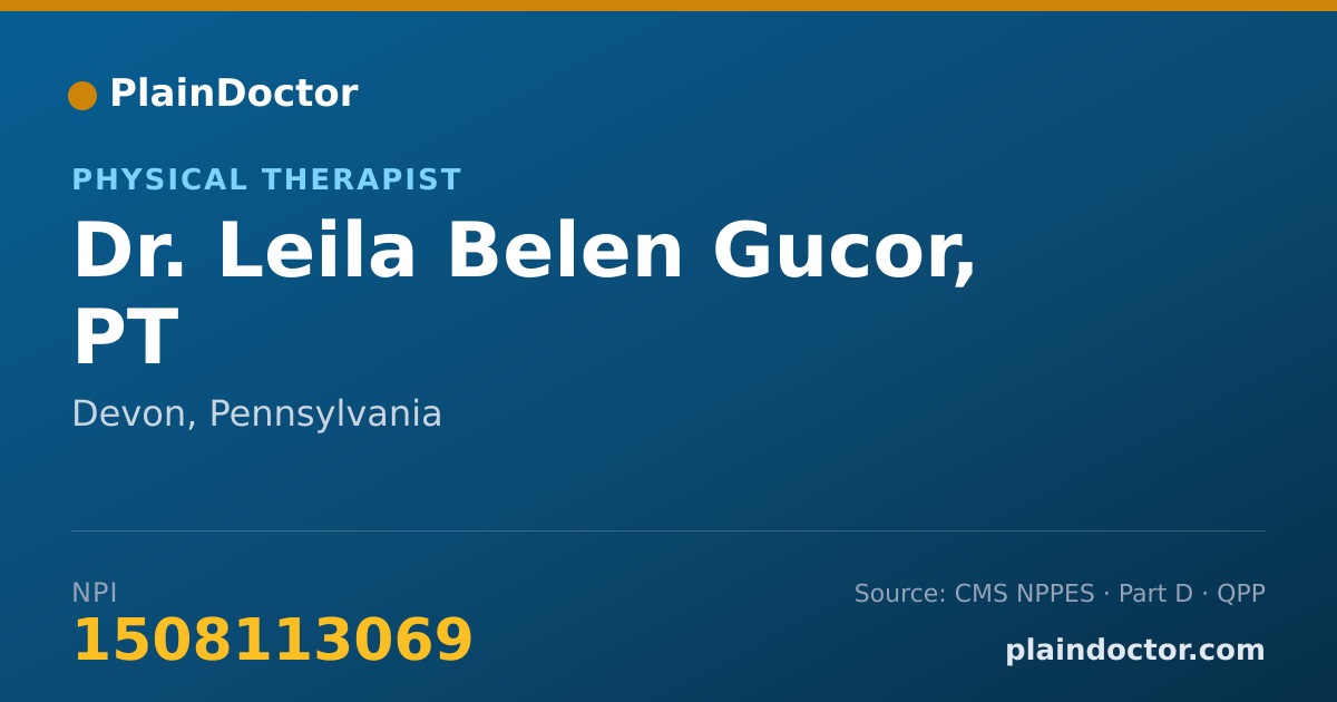 Shareable card for Leila Belen Gucor, PT - Physical Therapist, Devon, PA