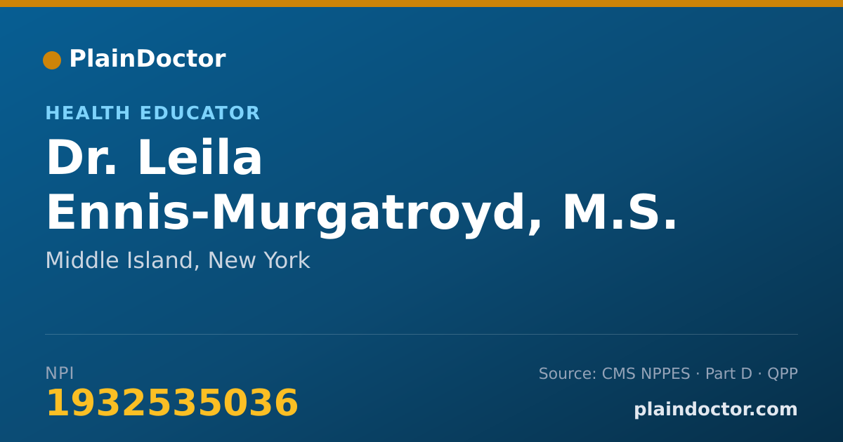 Shareable card for Leila Ennis-Murgatroyd, M.S. - Health Educator, Middle Island, NY