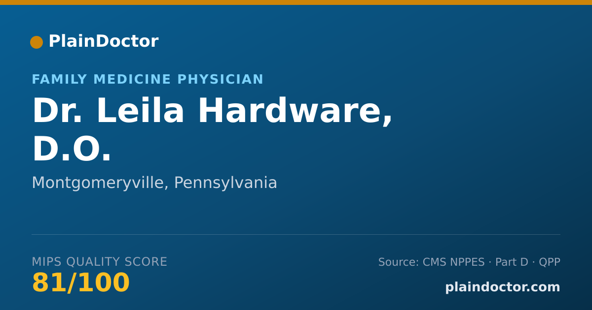 Shareable card for Leila Hardware, D.O. - Family Medicine Physician, Montgomeryville, PA
