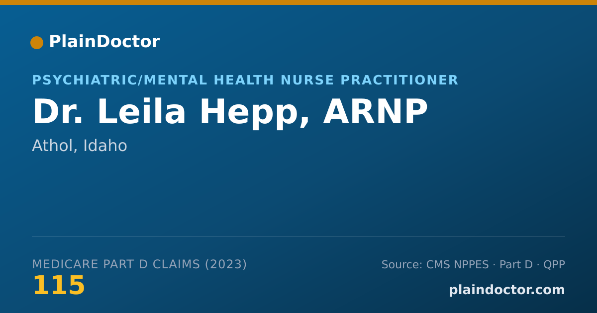 Shareable card for Leila Hepp, ARNP - Psychiatric/Mental Health Nurse Practitioner, Athol, ID