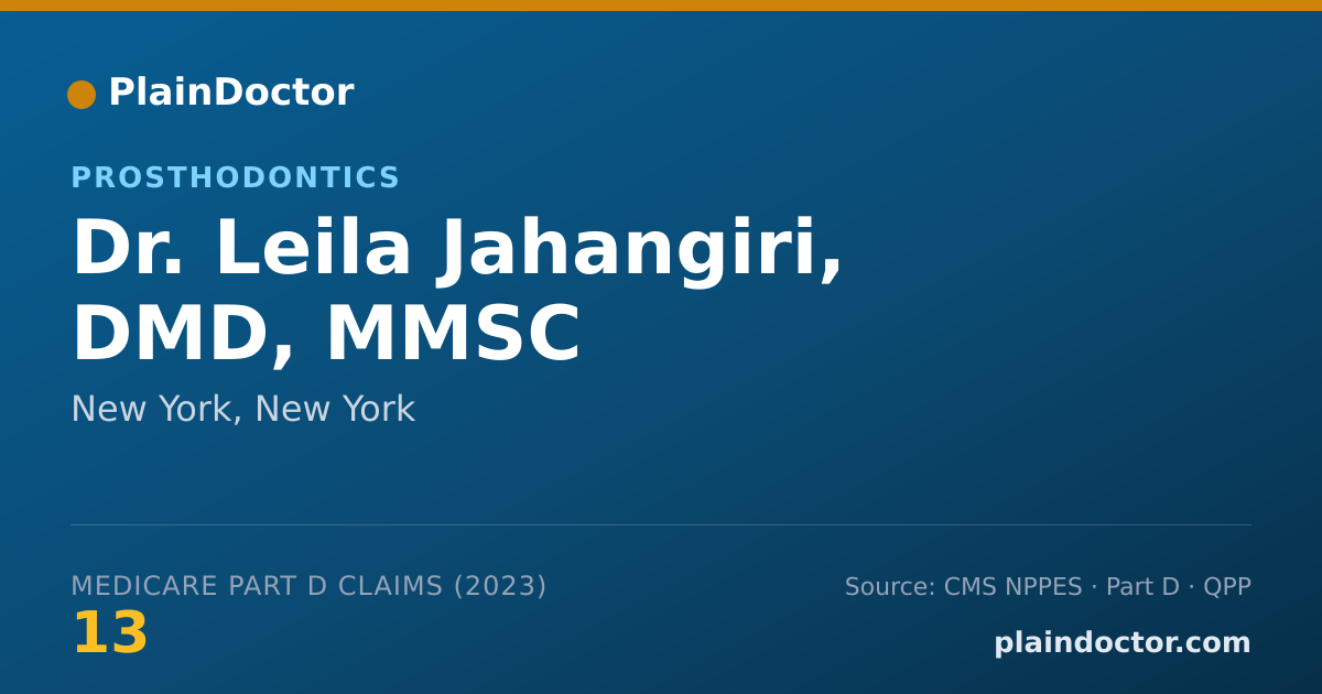 Shareable card for Leila Jahangiri, DMD, MMSC - Prosthodontics, New York, NY