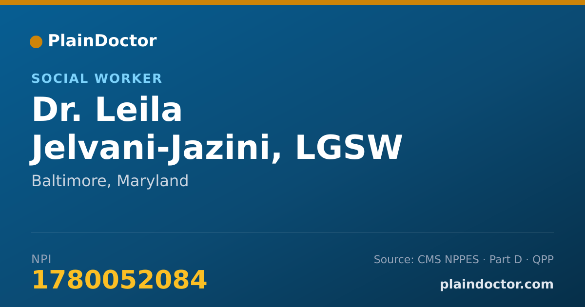 Shareable card for Leila Jelvani-Jazini, LGSW - Social Worker, Baltimore, MD