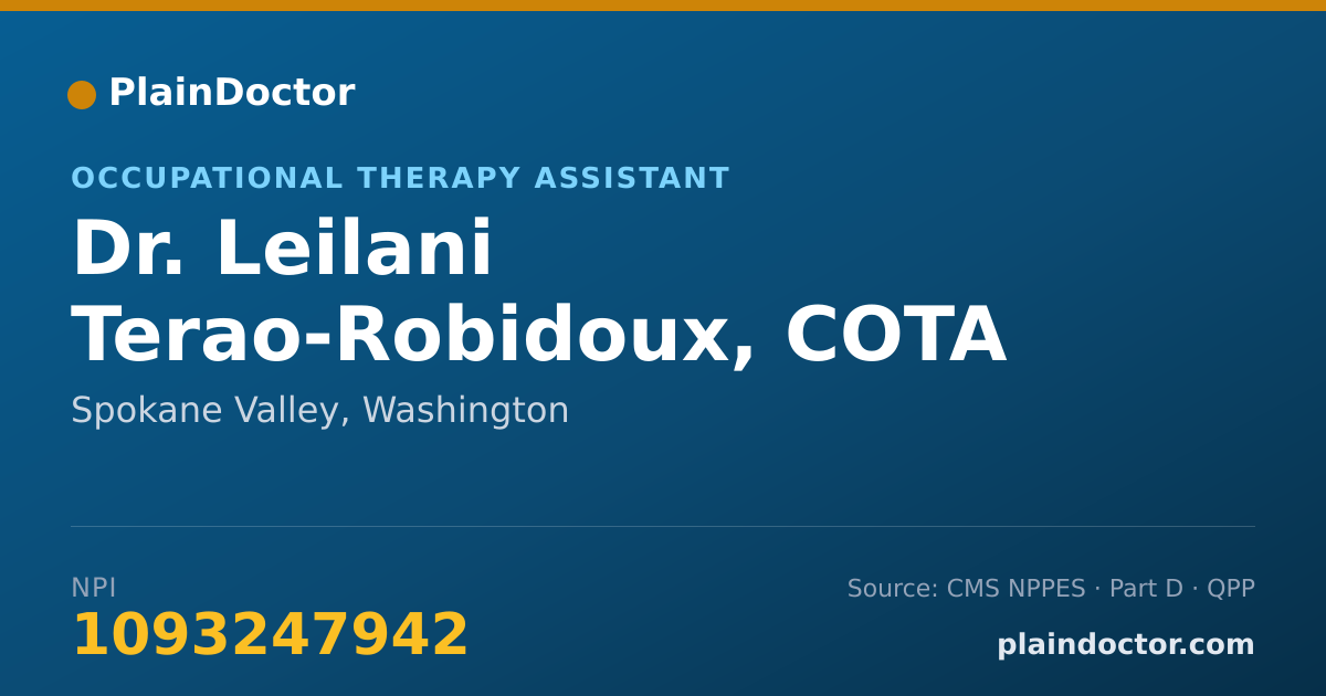 Shareable card for Leilani Terao-Robidoux, COTA - Occupational Therapy Assistant, Spokane Valley, WA