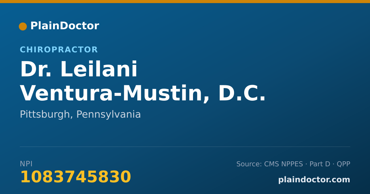 Shareable card for Leilani Ventura-Mustin, D.C. - Chiropractor, Pittsburgh, PA