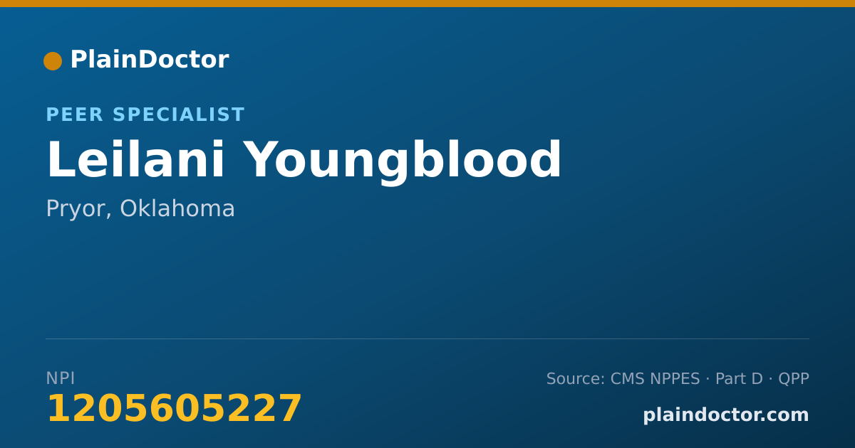 Shareable card for Leilani Youngblood - Peer Specialist, Pryor, OK