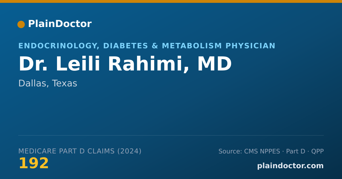 Shareable card for Leili Rahimi, MD - Endocrinology, Diabetes & Metabolism Physician, Dallas, TX