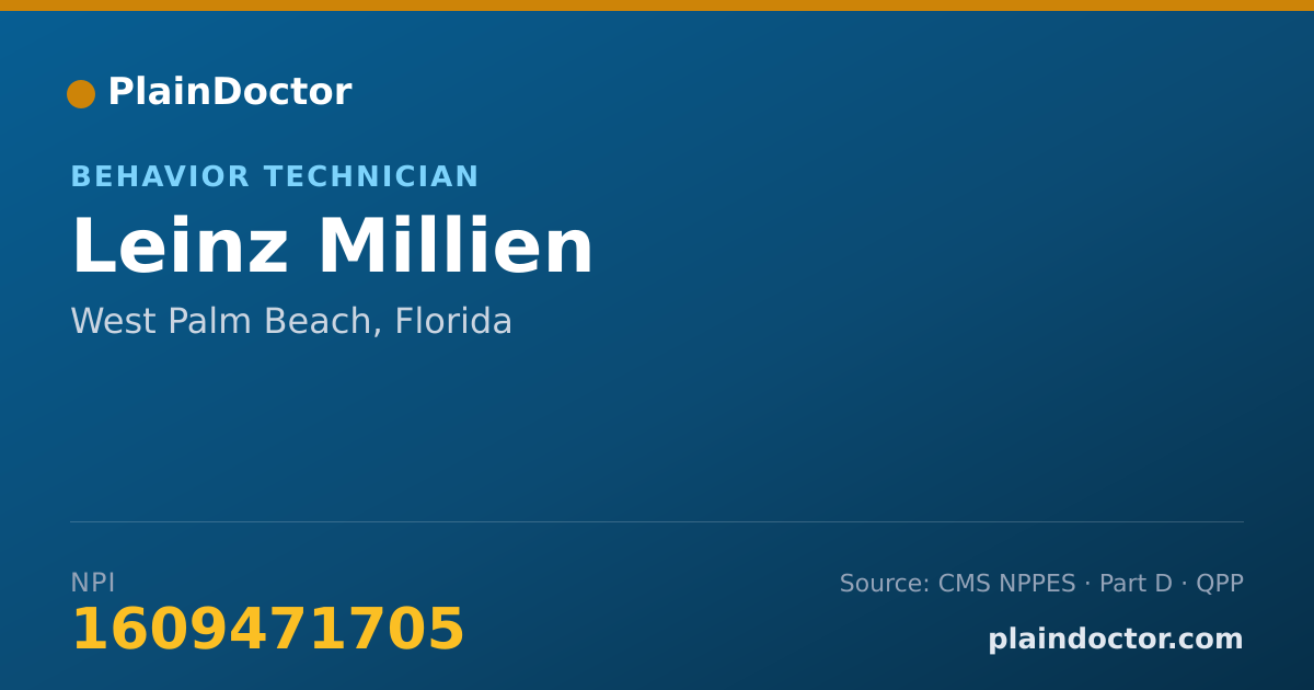Shareable card for Leinz Millien - Behavior Technician, West Palm Beach, FL