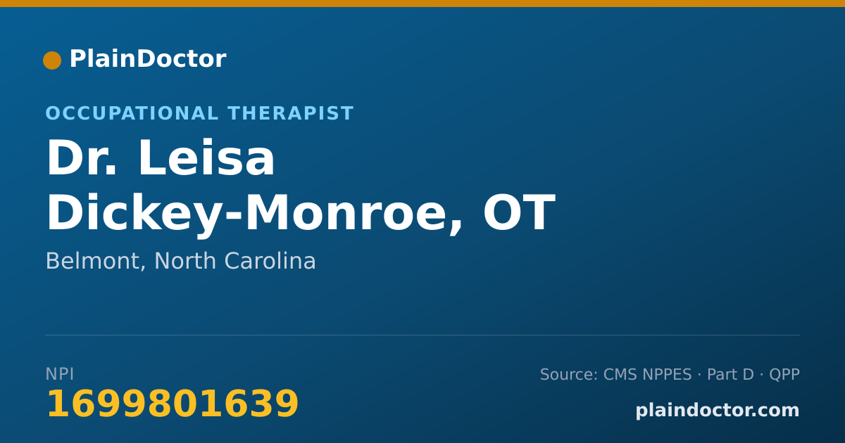 Shareable card for Leisa Dickey-Monroe, OT - Occupational Therapist, Belmont, NC