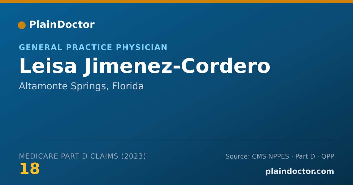 Shareable card for Leisa Jimenez-Cordero - General Practice Physician, Altamonte Springs, FL