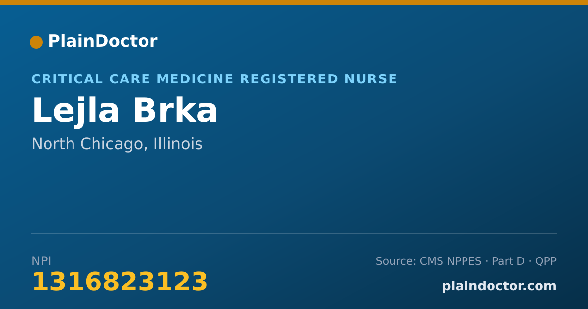 Shareable card for Lejla Brka - Critical Care Medicine Registered Nurse, North Chicago, IL