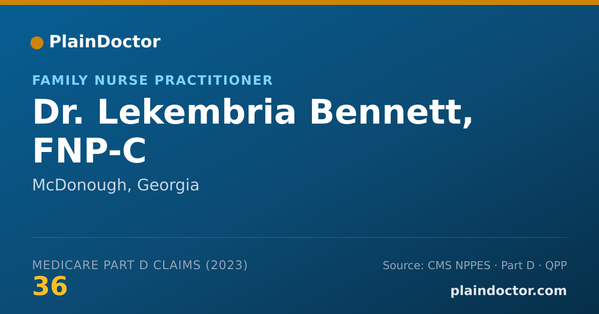 Shareable card for Lekembria Bennett, FNP-C - Family Nurse Practitioner, McDonough, GA