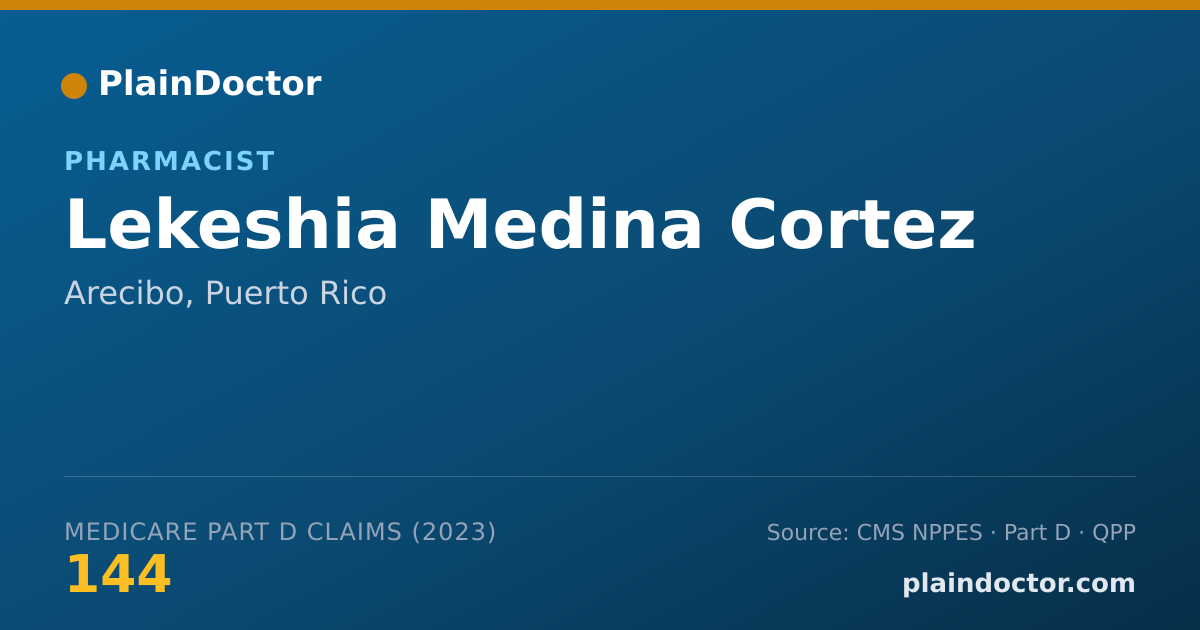 Shareable card for Lekeshia Medina Cortez - Pharmacist, Arecibo, PR