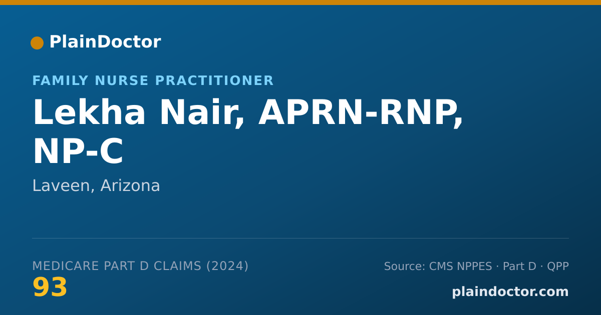 Shareable card for Lekha Nair, APRN-RNP, NP-C - Family Nurse Practitioner, Laveen, AZ