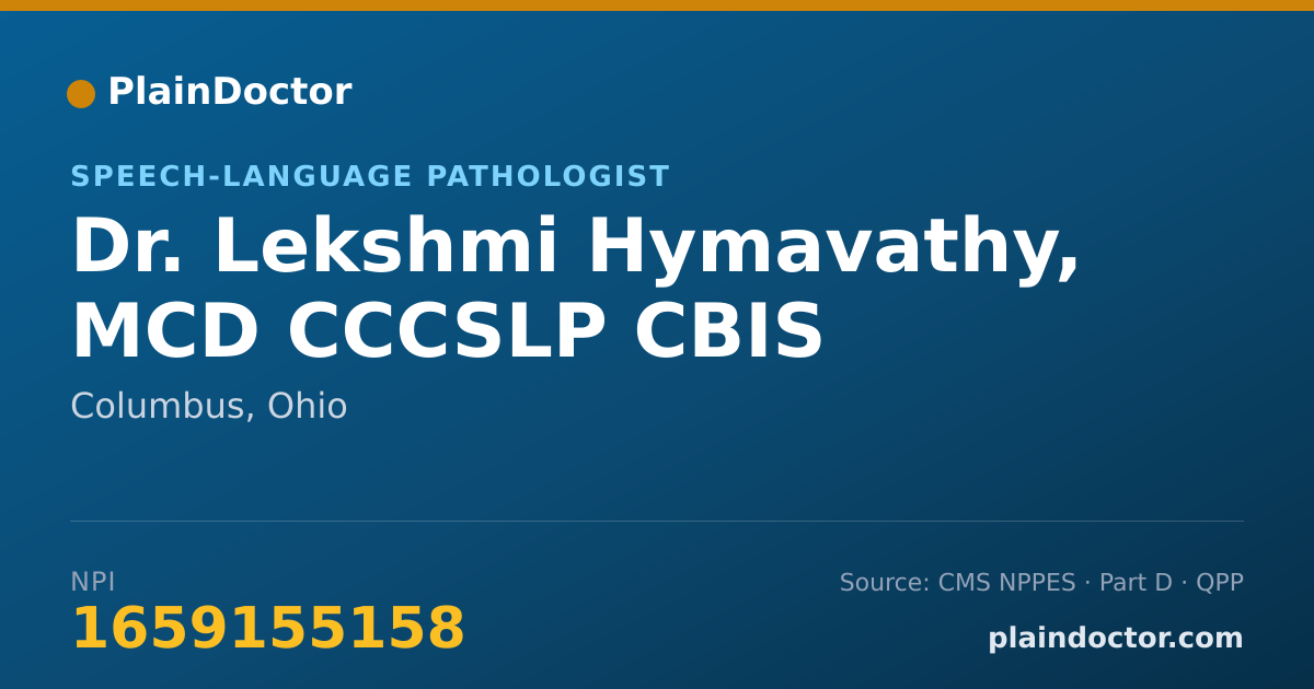 Shareable card for Lekshmi Hymavathy, MCD CCCSLP CBIS - Speech-Language Pathologist, Columbus, OH