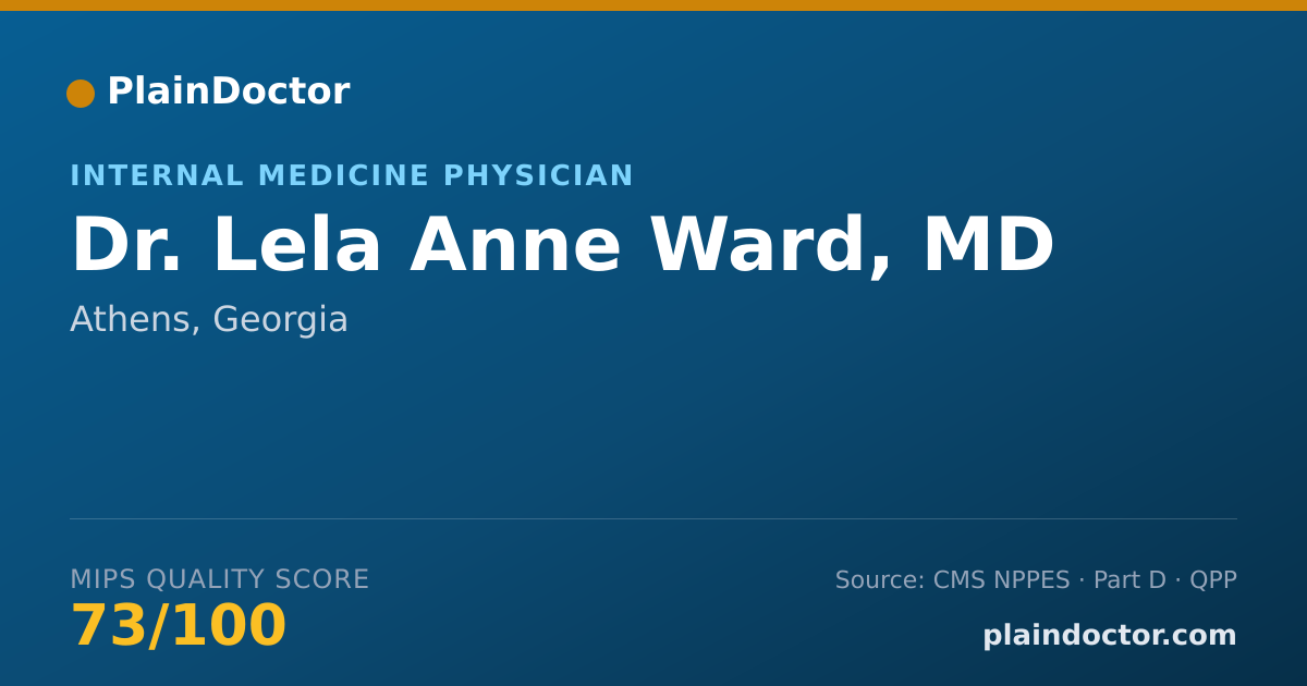 Shareable card for Lela Anne Ward, MD - Internal Medicine Physician, Athens, GA