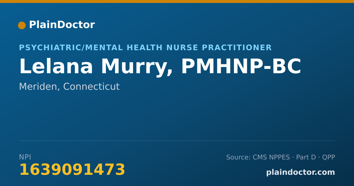 Shareable card for Lelana Murry, PMHNP-BC - Psychiatric/Mental Health Nurse Practitioner, Meriden, CT