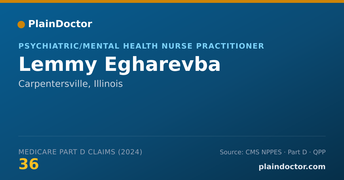Shareable card for Lemmy Egharevba - Psychiatric/Mental Health Nurse Practitioner, Carpentersville, IL