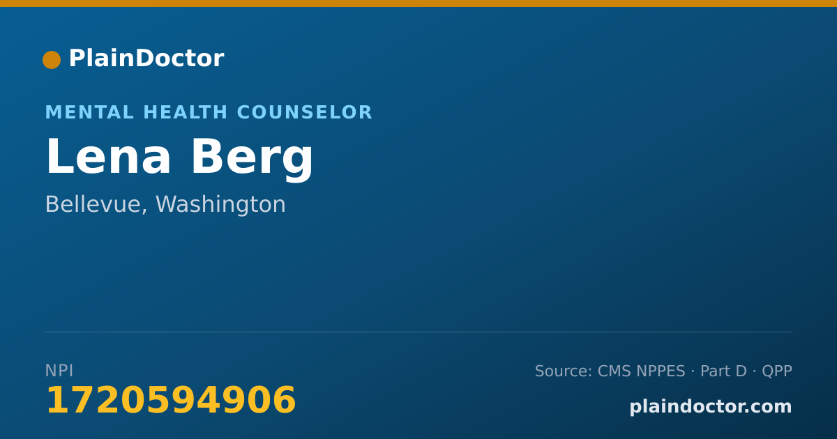 Shareable card for Lena Berg - Mental Health Counselor, Bellevue, WA