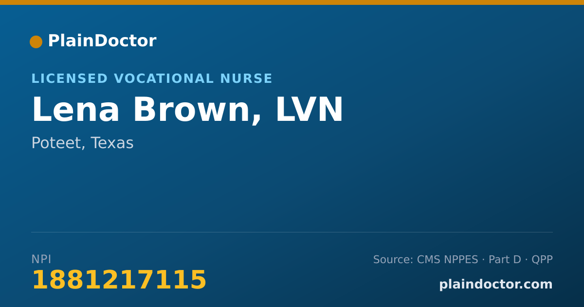 Shareable card for Lena Brown, LVN - Licensed Vocational Nurse, Poteet, TX