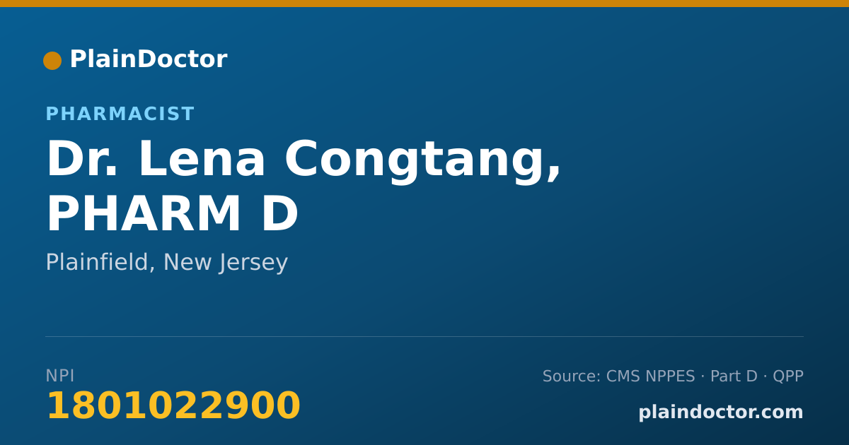 Shareable card for Lena Congtang, PHARM D - Pharmacist, Plainfield, NJ