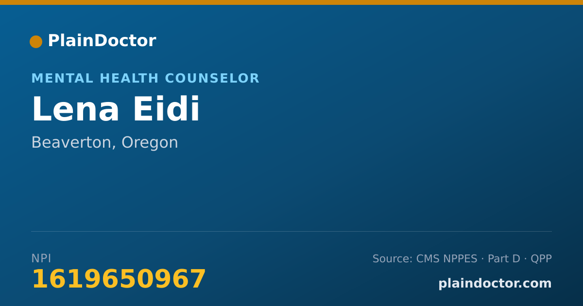 Shareable card for Lena Eidi - Mental Health Counselor, Beaverton, OR