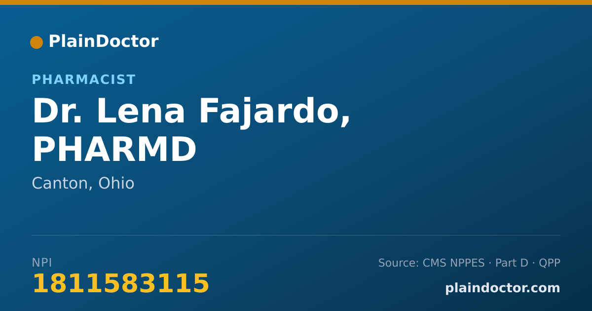Shareable card for Lena Fajardo, PHARMD - Pharmacist, Canton, OH
