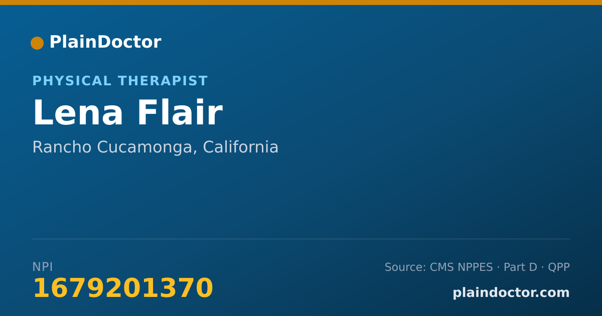 Shareable card for Lena Flair - Physical Therapist, Rancho Cucamonga, CA