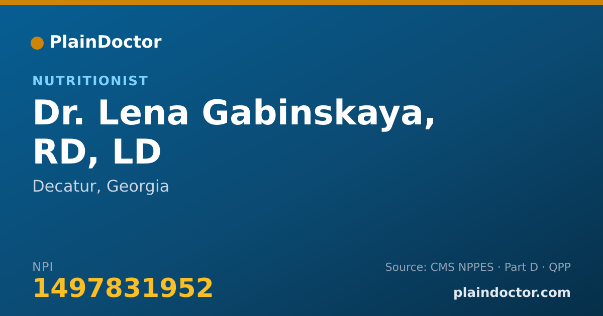 Shareable card for Lena Gabinskaya, RD, LD - Nutritionist, Decatur, GA