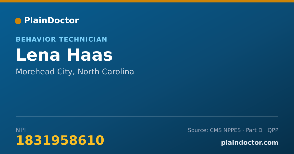 Shareable card for Lena Haas - Behavior Technician, Morehead City, NC
