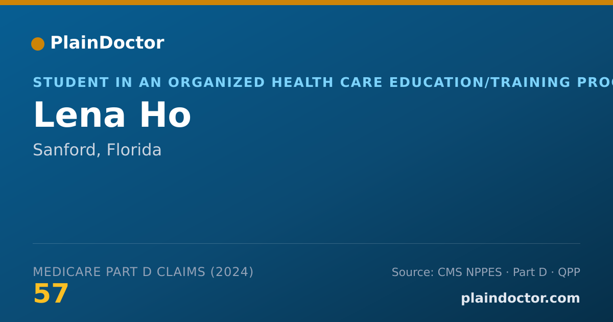 Shareable card for Lena Ho - Student in an Organized Health Care Education/Training Program, Sanford, FL