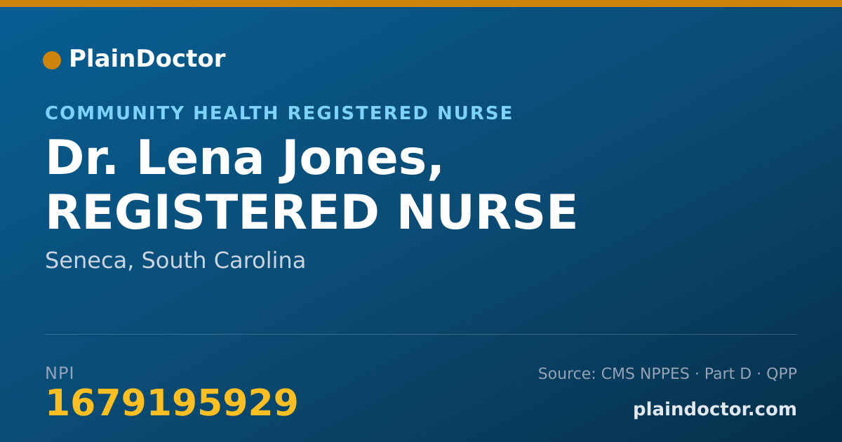 Shareable card for Lena Jones, REGISTERED NURSE - Community Health Registered Nurse, Seneca, SC