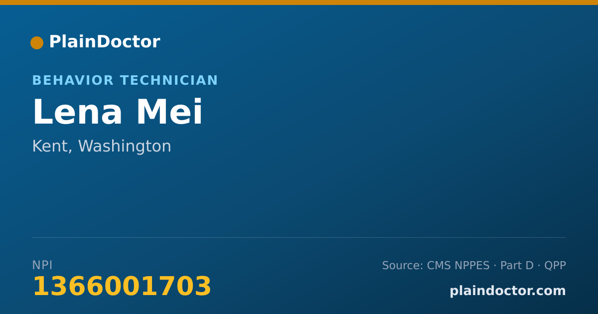 Shareable card for Lena Mei - Behavior Technician, Kent, WA