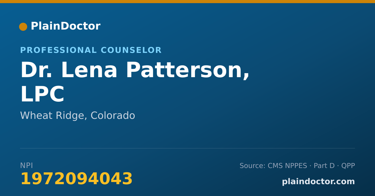 Shareable card for Lena Patterson, LPC - Professional Counselor, Wheat Ridge, CO