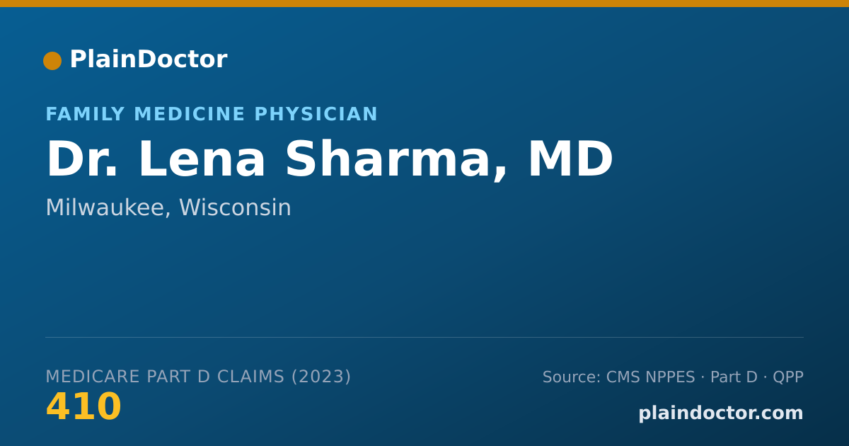 Shareable card for Lena Sharma, MD - Family Medicine Physician, Milwaukee, WI