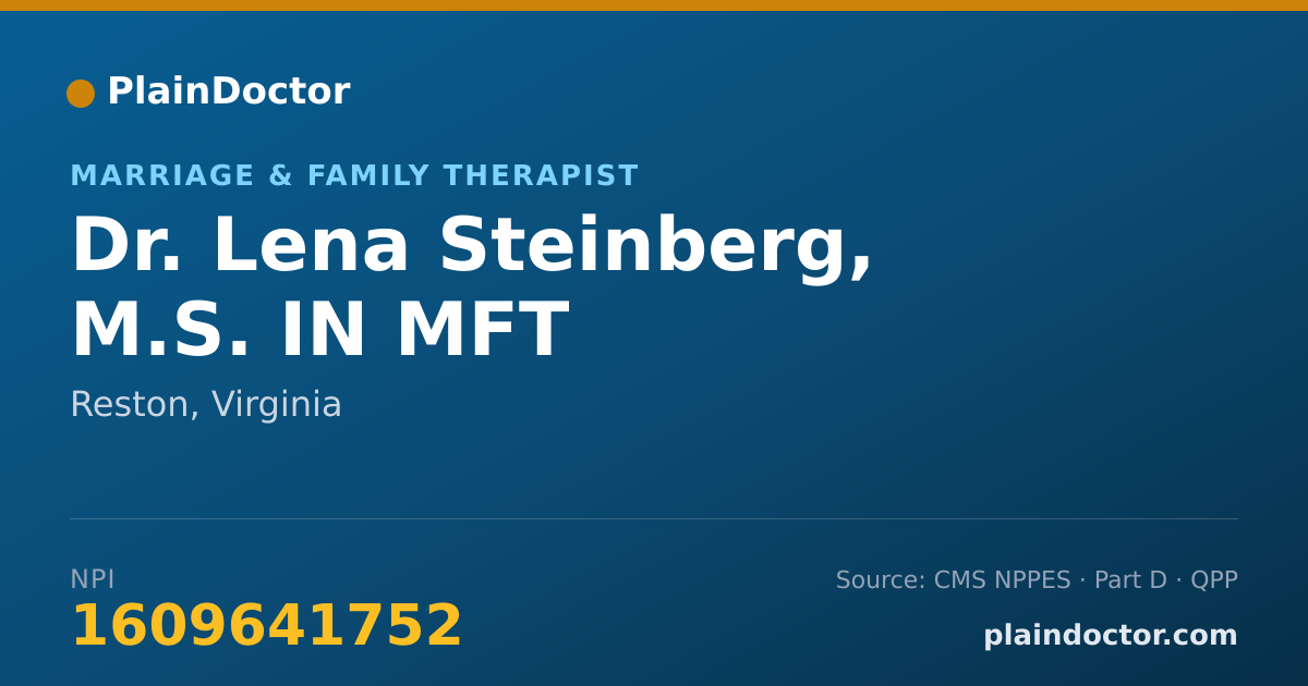 Shareable card for Lena Steinberg, M.S. IN MFT - Marriage & Family Therapist, Reston, VA