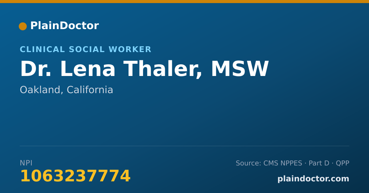 Shareable card for Lena Thaler, MSW - Clinical Social Worker, Oakland, CA