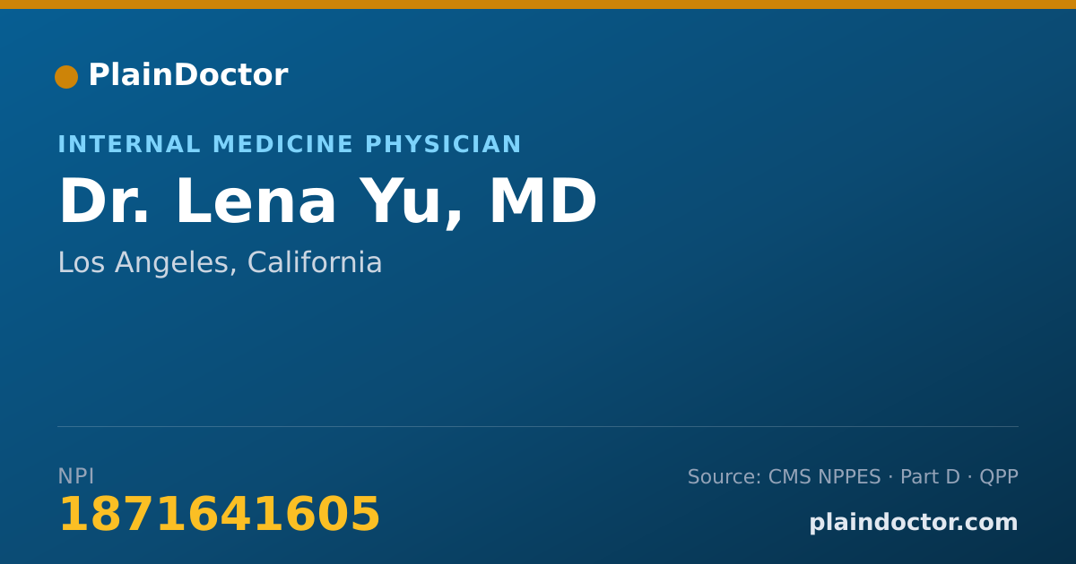 Shareable card for Lena Yu, MD - Internal Medicine Physician, Los Angeles, CA