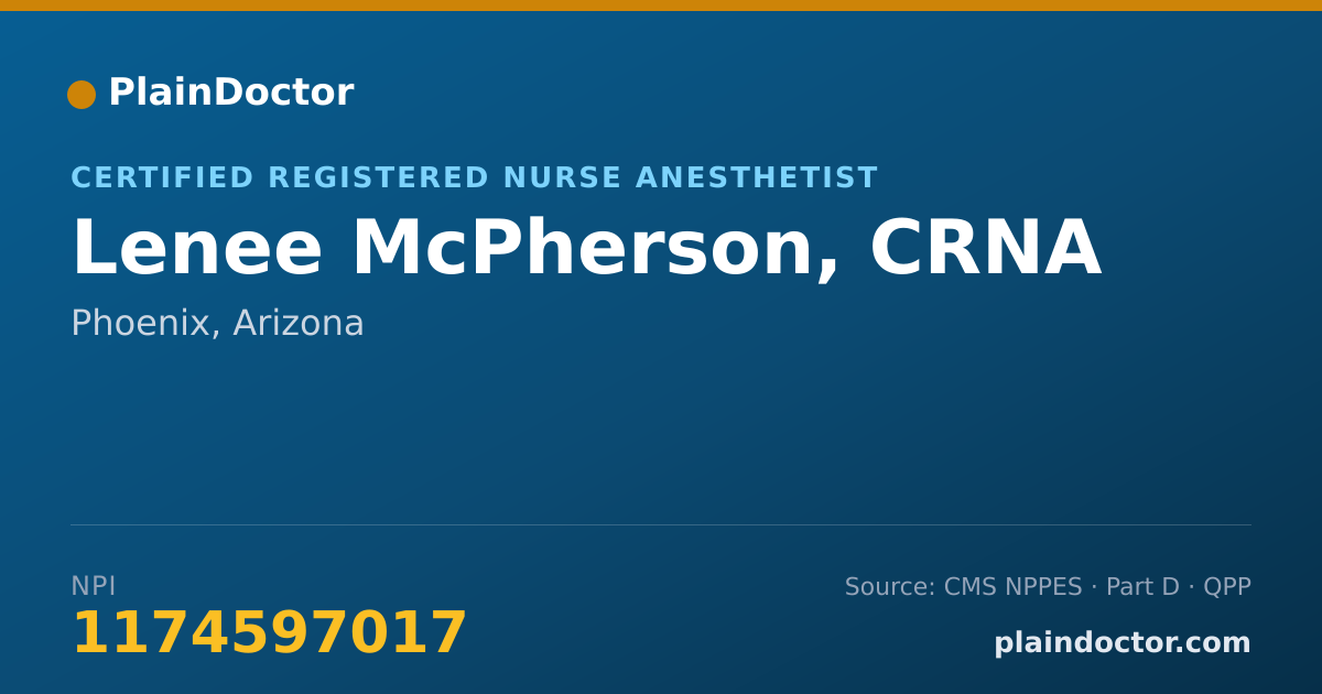 Shareable card for Lenee McPherson, CRNA - Critical Care Medicine Registered Nurse, Phoenix, AZ