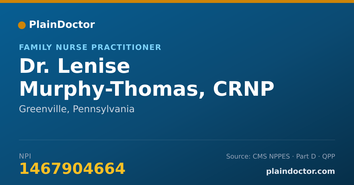Shareable card for Lenise Murphy-Thomas, CRNP - Family Nurse Practitioner, Greenville, PA