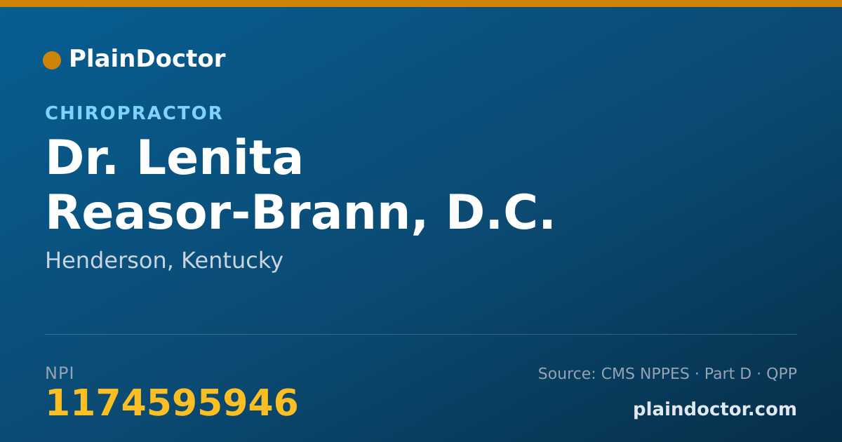 Shareable card for Lenita Reasor-Brann, D.C. - Chiropractor, Henderson, KY